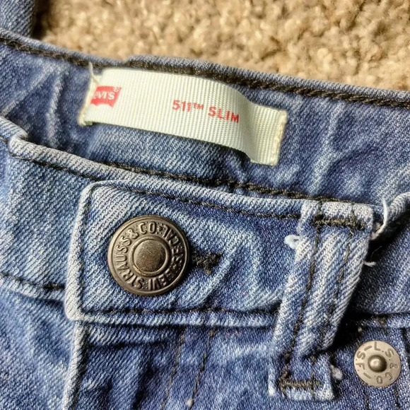 Levi's 511 Slim Boys Size 7X Distressed Blue Jeans Medium Wash EUC - Picture 8 of 15